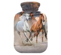 Bolsa de agua caliente con funda, diseño de caballo corriendo, bolsa de agua caliente a prueba de fugas para calentador de manos, pies, cuello, hombros, espalda, alivio del dolor muscular, compresa