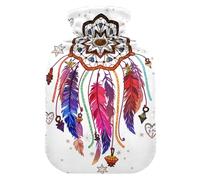 Bolsa de agua caliente con funda, Dreamcatcher Boho 1L a prueba de fugas para calentador de manos, pies, cuello, hombros, espalda, alivio del dolor muscular, compresa fría