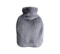 Bolsa de Agua Caliente con Funda Felpa, Gran Capacidad 2L Botellas de Agua Caliente Para Alivio Del Dolor de Espalda, Cuello, Hombros, Perfecto Para Invierno (32x20cm,Gris oscuro)