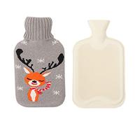 Bolsa de agua caliente con funda,funda de punto suave,a prueba de fugas,1 L,de PVC,bolsa de agua caliente con tapa,calor a largo plazo,alivio del dolor,gran regalo para mujeres,hombres y ni?os,gris A