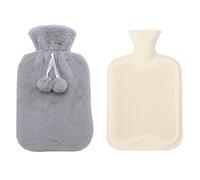 Bolsa de agua caliente con funda,funda de punto suave,a prueba de fugas,1 L,de PVC,bolsa de agua caliente con tapa,calor a largo plazo,alivio del dolor,gran regalo para mujeres,hombres y ni?os,felpa B