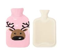 Bolsa de agua caliente con funda,funda de punto suave,a prueba de fugas,1 L,de PVC,bolsa de agua caliente con tapa,calor a largo plazo,alivio del dolor,gran regalo para mujeres,hombres y ni?os,rosa D