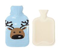 Bolsa de agua caliente con funda,funda de punto suave,a prueba de fugas,1 L,de PVC,bolsa de agua caliente con tapa,calor a largo plazo,alivio del dolor,gran regalo para mujeres,hombres y ni?os,azul E