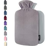 Bolsa de Agua Caliente con Funda - Funda de Vellón Premium Suave - 1.8L Gran Capacidad - Bolsa Agua Caliente para el alivio del dolor de espalda, cuello, hombros y para noches acogedoras - Gris