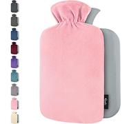 Bolsa de Agua Caliente con Funda - Funda de Vellón Premium Suave - 1.8L Gran Capacidad - Bolsa Agua Caliente para el alivio del dolor de espalda, cuello, hombros y para noches acogedoras - Rosa