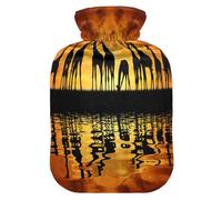Bolsa de agua caliente con funda, jirafa africana de 1 litro, bolsa de agua caliente a prueba de fugas para calentador de manos, pies, cuello, hombros, espalda, alivio del dolor muscular, compresa