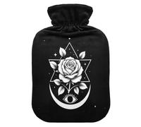 Bolsa de agua caliente con funda lavable, rosa luna creciente | Bolsa de agua caliente, ligera, portátil, a prueba de fugas, calefacción de escritorio de oficina