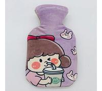 Bolsa de Agua Caliente con Funda Linda Chica Morada Bolsa Calor Cama para Dormir Pies Peluche Caliente con Suave Hot Water Bottle para Noches Frías de Invierno No Hay Fugas 500ML