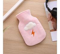 Bolsa de Agua Caliente con Funda Nube Relámpago Rosa Bolsa Calor Cama para Dormir Pies Peluche Caliente con Suave Hot Water Bottle para Noches Frías de Invierno No Hay Fugas 500ML