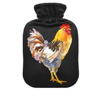 Bolsa de agua caliente con funda, pintura de gallo animal, bolsa de agua caliente a prueba de fugas para calentador de manos, pies, cuello, hombros, espalda, alivio del dolor muscular, compresa fría