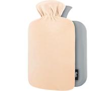 Bolsa de agua caliente con funda polar - funda premium suave y moldeada - Gran capacidad 1,8 L - Bolsa de agua caliente para aliviar el dolor, espalda, cuello y hombros, champán