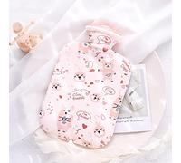 Bolsa de Agua Caliente con Funda Rosa Pálido Lindo Bolsa Calor Cama para Dormir Pies Peluche Caliente con Suave Hot Water Bottle para Noches Frías de Invierno No Hay Fugas 500ML