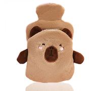 Bolsa de agua caliente con funda suave de 1 L, bolsa de agua caliente y hombro, cojín térmico Cervical Neck Relax, para mujer, hombre, madre, padre y niño (Capybara)