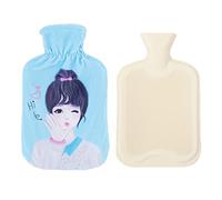 Bolsa de agua caliente con funda suave de punto,a prueba de fugas,0,5 L,bolsas de agua caliente de PVC con tapa,calor a largo plazo,alivio del dolor,gran regalo para mujeres,hombres y ni?os,azul C