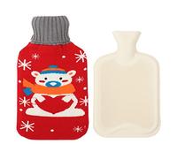 Bolsa de agua caliente con funda suave de punto,a prueba de fugas,0,5 L,bolsas de agua caliente de PVC con tapa,calor a largo plazo,alivio del dolor,gran regalo para mujeres,hombres y ni?os,rojo G