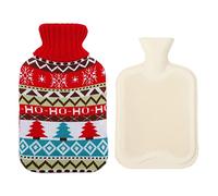 Bolsa de agua caliente con funda suave de punto,a prueba de fugas,1 L,bolsas de agua caliente de PVC con tapa,calor a largo plazo,alivio del dolor,gran regalo para mujeres,hombres y ni?os,rojo J