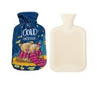 Bolsa de agua caliente con funda suave de punto,a prueba de fugas,1 L,bolsas de agua caliente de PVC con tapa,calor a largo plazo,alivio del dolor,gran regalo para mujeres,hombres ni?os,azul marino A