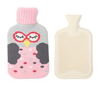 Bolsa de agua caliente con funda suave de punto,a prueba de fugas,1 L,bolsas de agua caliente de PVC con tapa,calor a largo plazo,alivio del dolor,gran regalo para mujeres,hombres y ni?os,rosa A