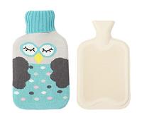 Bolsa de agua caliente con funda suave de punto,a prueba de fugas,1 L,bolsas de agua caliente de PVC con tapa,calor a largo plazo,alivio del dolor,gran regalo para mujeres,hombres y ni?os,azul A