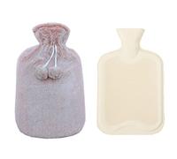 Bolsa de agua caliente con funda suave de punto,a prueba de fugas,1 L,bolsas de agua caliente de PVC con tapa,calor a largo plazo,alivio del dolor,gran regalo para mujeres,hombres y ni?os,felpa F