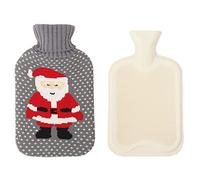 Bolsa de agua caliente con funda suave de punto,a prueba de fugas,1 L,bolsas de agua caliente de PVC con tapa,calor a largo plazo,alivio del dolor,gran regalo para mujeres,hombres y ni?os,gris B