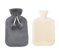 Bolsa de agua caliente con funda suave de punto,a prueba de fugas,1 L,bolsas de agua caliente de PVC con tapa,calor a largo plazo,alivio del dolor,gran regalo para mujeres,hombres y ni?os,felpa D