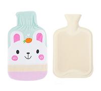 Bolsa de agua caliente con funda suave de punto,a prueba de fugas,2 L,bolsas de agua caliente de PVC con tapa,calor a largo plazo,alivio del dolor,gran regalo para mujeres,hombres y ni?os,verde