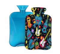 Bolsa de agua caliente con funda suave, diseño de guitarra loca, moderna, abstracta, hiphop, música juvenil, arte callejero, bolsas de agua caliente para aliviar el dolor, calambres, calentador de