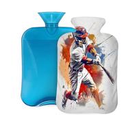 Bolsa de agua caliente con funda suave, diseño de jugador de béisbol, bateador de sóftbol, con brazos oscilantes, bolsa de agua caliente de 2 litros para aliviar el dolor, calentador de manos y pies