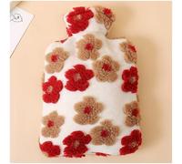 Bolsa de agua caliente con funda suave for calentar manos y pies, ideal for compresas frías y calientes, ideal for dolores menstruales y alivio del dolor de cuello y hombros.(Red,500ML)