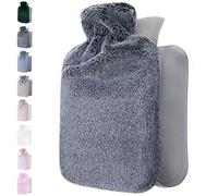 Bolsa De Agua Caliente Con Funda Suave Funda De Felpa Premium - Gran Capacidad - 1.8 L, Gris Oscuro