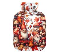 Bolsa de agua caliente con funda suave para cama, calentador de pies y manos, lindo gnomo otoñal, naranja, bolsa de agua caliente para cuello, hombros y calambres menstruales, tamaño mediano