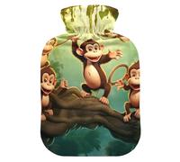 Bolsa de agua caliente con funda suave para pies y calentador de cama, bolsa de agua caliente de monos de la selva para calentar la cama del pie, alivio del dolor, pequeña