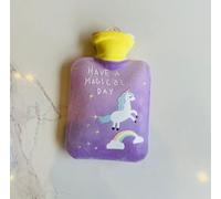 Bolsa de Agua Caliente con Funda Unicornio Morado Bolsa Calor Cama para Dormir Pies Peluche Caliente con Suave Hot Water Bottle para Noches Frías de Invierno No Hay Fugas 1000ML
