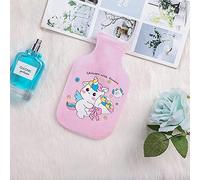 Bolsa de Agua Caliente con Funda Unicornio Rosa Bolsa Calor Cama para Dormir Pies Peluche Caliente con Suave Hot Water Bottle para Noches Frías de Invierno No Hay Fugas 1L