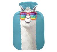 Bolsa de agua caliente con gafas de sol de alpaca con funda de forro polar suave, bolsa de agua caliente para aliviar el dolor de cuello y hombros, terapias frías y calientes, talla S