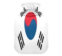 Bolsa de agua caliente con la bandera de Corea del Sur con cubierta suave, compresa caliente de 1 litro para calentador de cuello y hombros