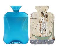 Bolsa de agua caliente con símbolo de Egipto con funda esponjosa, 2 L, gran capacidad, botella de Egipto antiguo, bolsa de agua para noches acogedoras, alivio del dolor, espalda, cuello y hombros