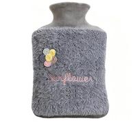 Bolsa de agua caliente con tapa, bolsa de agua caliente de 1 l o 2 l, calentador de manos y pies for aliviar el dolor de cuello y hombros, calentador de pies, calambres menstruales(Gray,2000ml)