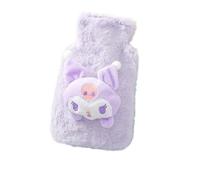 Bolsa de agua caliente, Con tapa, calentador de manos de felpa de invierno, bolsa reutilizable for botella de agua caliente(Purple,500ML)