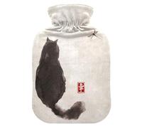 Bolsa de agua caliente con tapa, diseño de gato chino de pintura 1 litro, bolsa de agua caliente a prueba de fugas para calentador de manos, pies, cuello, hombros, espalda, alivio del dolor muscular,