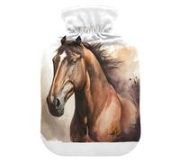 Bolsa de agua caliente con tapa, pintura de caballo, bolsa de agua caliente a prueba de fugas para calentador de manos, pies, cuello, hombros, espalda, alivio del dolor muscular, compresa fría