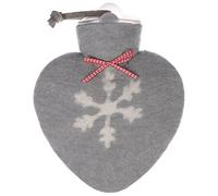 Bolsa de agua caliente/corazón Agua Caliente 0,8 l, con funda de lana de merino de fieltro gris con copo de nieve blanca de Dorothee Lehnen