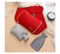 Bolsa de agua caliente de 1L con funda de felpa for aliviar el dolor, bolsa de cintura cálida for invierno, banda for calentar el estómago y Abdominal, 1 Juego (Color : Red)