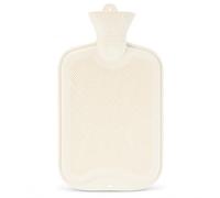 Bolsa de agua caliente de 2 litros con láminas sin funda, cojín de calor, botella de cama reciclable, resistente y duradera, cuello estrecho de botella, goma natural inodora (crema)