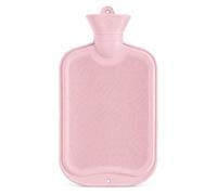 Bolsa de agua caliente de 2 litros con láminas sin funda, cojín de calor, botella de cama reciclable, resistente y duradera, cuello estrecho de botella, goma natural inodora (beige)