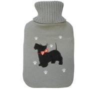Bolsa de agua caliente de 2 litros, funda de punto con diseño de perro negro, GH022 St Helens Home and Garden