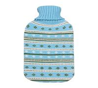 Bolsa de agua caliente de 2 litros, funda de punto con motivos azules - GH024 St Helens Home and Garden