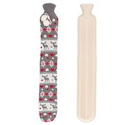 Bolsa De Agua Caliente De 2000ML Con Cubierta Tejida Para Cintura, Cuello, 72cm De Longitud, Bolsa De Agua Suave 2 En 1 Para Compresas Frías O Calientes(Ciervo gris)