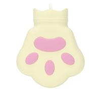 Bolsa de Agua Caliente de 450 Ml, Compresa Caliente de Silicona, Portátil, Pata de Oso de Dibujos Animados, a Prueba de Fugas, Botella de Agua Caliente para Calentar en Microondas(amarillo claro)